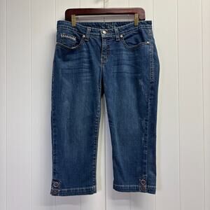 Cruel‎ Candice Womens Wesstern Embroidered Pockets Low Rise Denim Capris Size 11